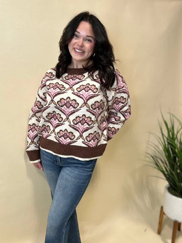 Magenta Multi Sweater Minimalist Women's Casual