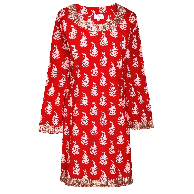 Luisa Red Cotton Tunic Vintage Women's 1970S 