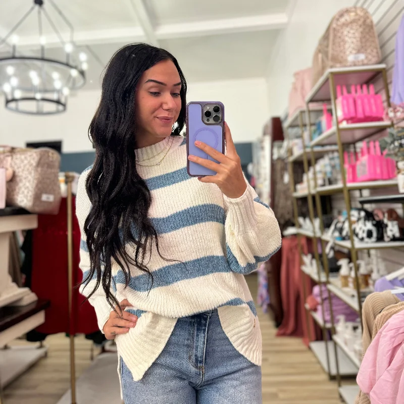 Stripped Sweater In Sandy Ocean | Simply Southern Trendy Women's Oversized
