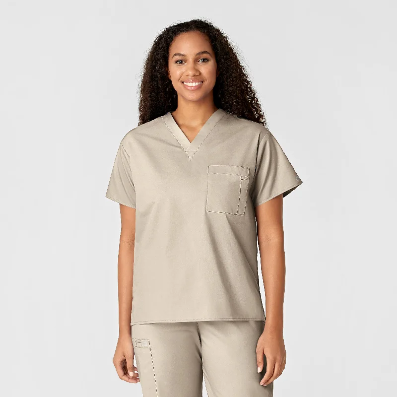 WonderWORK Unisex V-Neck Scrub Top - Khaki Australian Beach