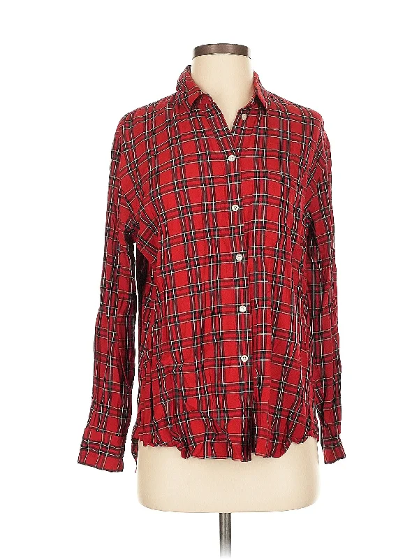 Long Sleeve Button-Down Shirt Hip Women's Retro