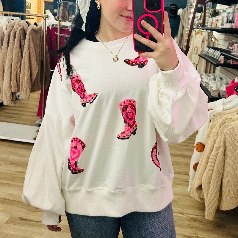 Cowboy Boot Valentine Sweater Vacation