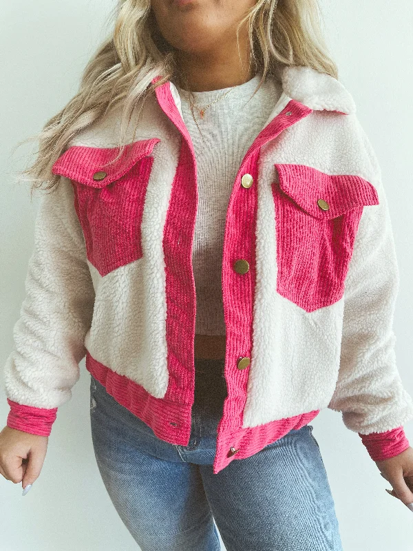 Pink & Sherpa Shacket Contemporary 