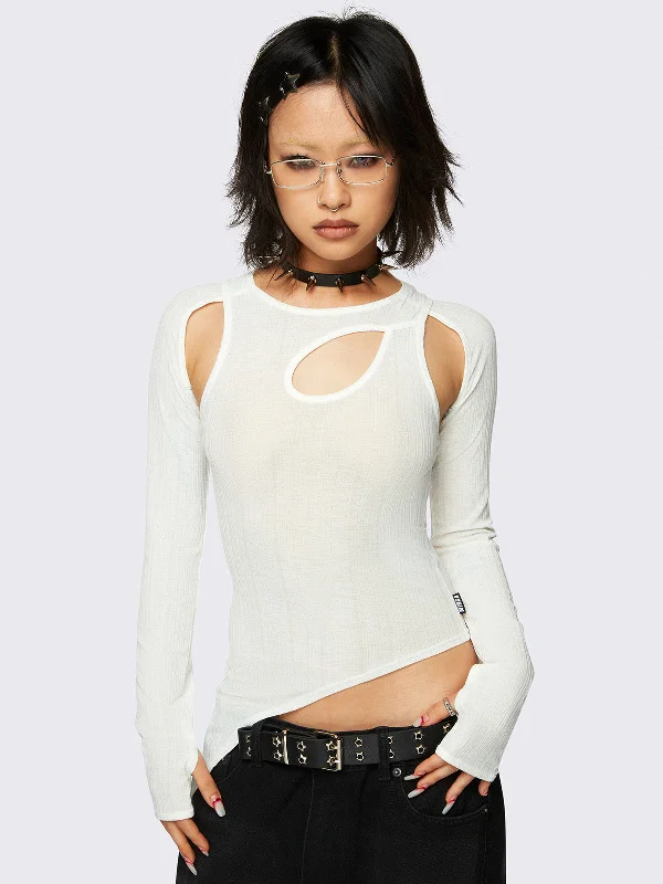 Kallie White Cut-Out Top Refined Women's 