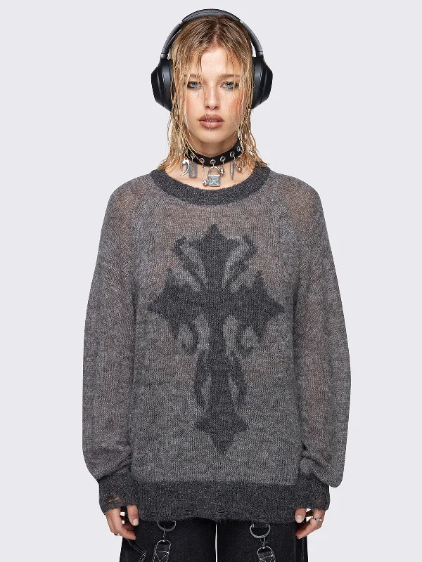 Crossfade Sweater Casual Women's Loose - fitting