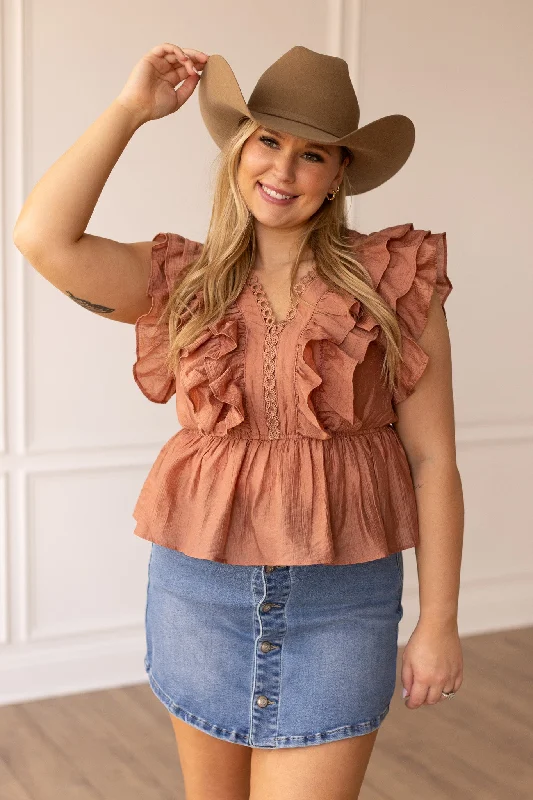 Desert Rose Ruffled Blouse British Gentlewoman Style