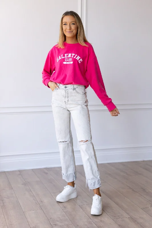 Galentine Club on Hot Pink Crazy Cozy Microfleece Crewneck Country