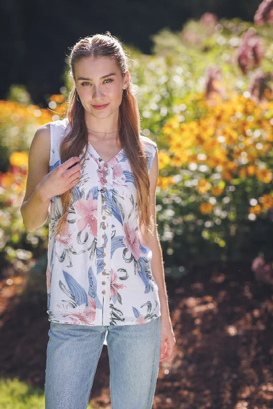 Pap 18075 Sleeveless Floral Top Scandinavian