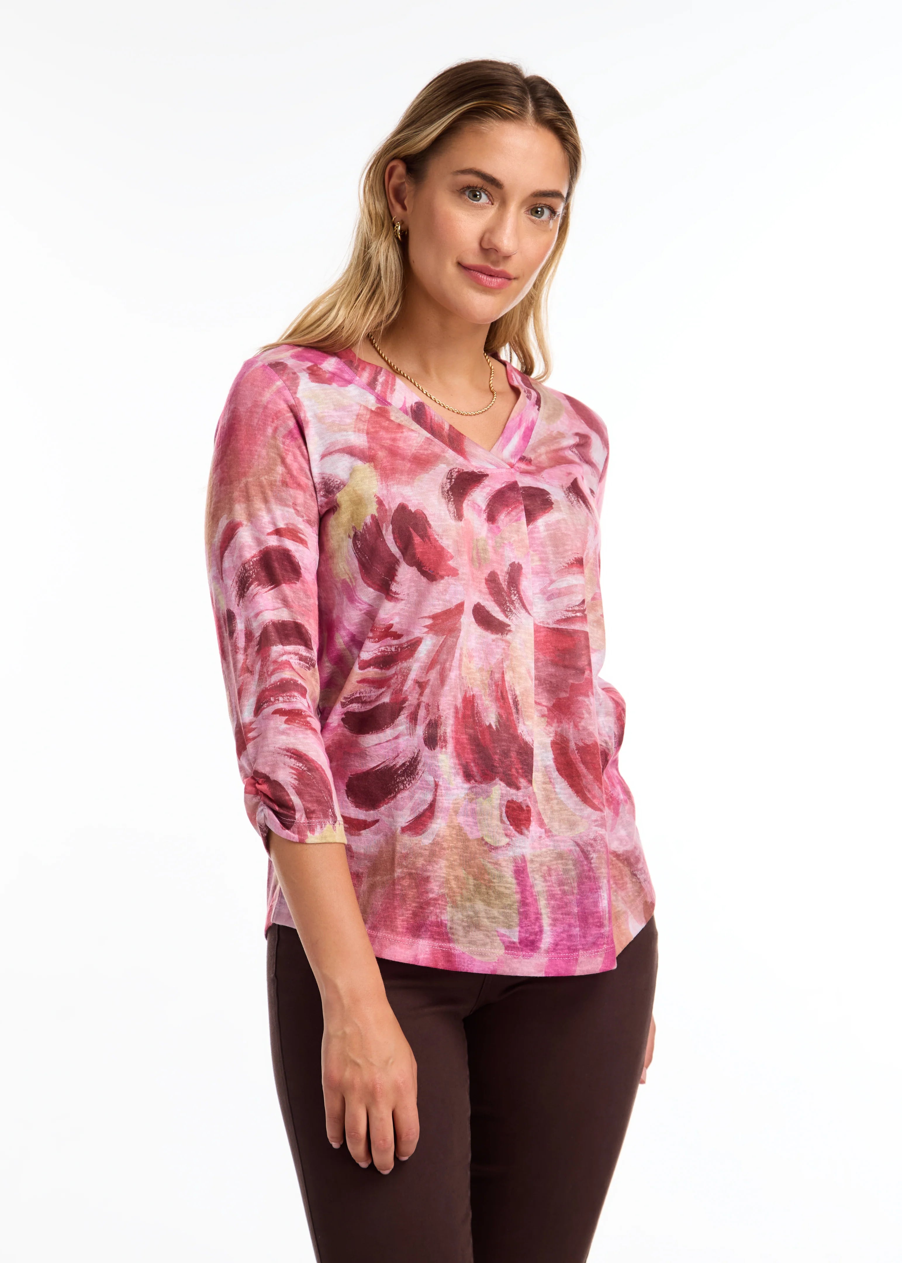 FDJ 3373451 3/4 Sleeve V-Neck Top Monochromatic All - in - one