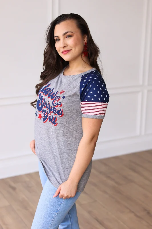Stars & Stripes Y'all Raglan Tee Sustainable Organic