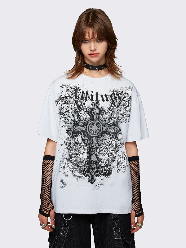 Attitude Wings Graphic T-Shirt Sophisticated Women's Tailored