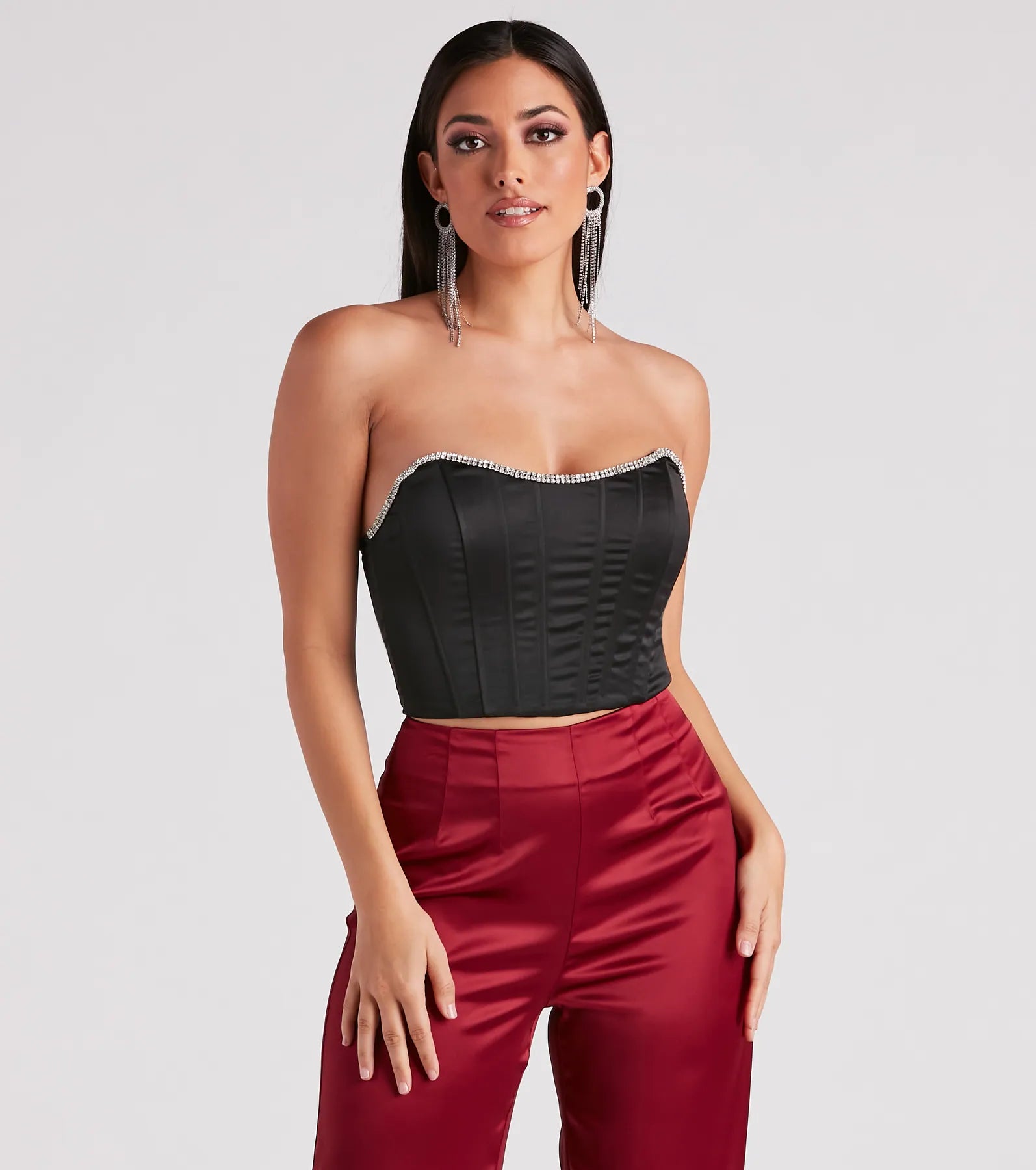 Cause For Rhinestone Trim Bustier Contemporary 