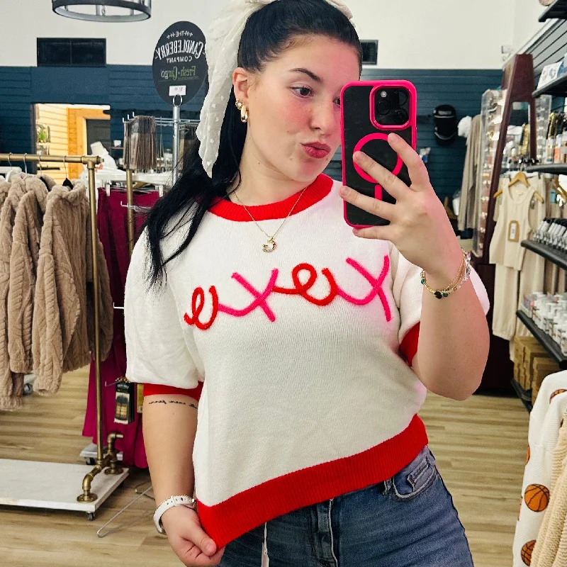 Xoxo Puff Sleeve Crop Sweater Elegant Women's Formal 