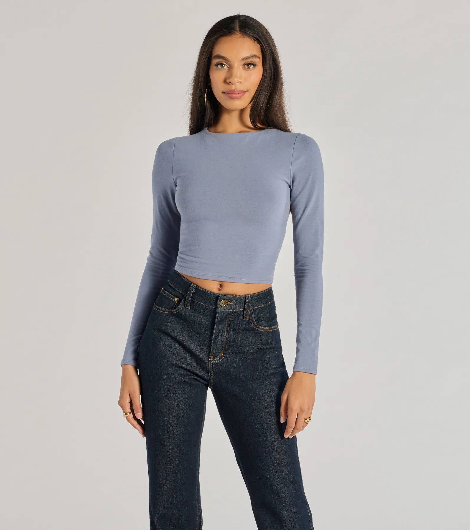 Elevated Staple Open Back Long Sleeve Top Confident Women's High - fashion