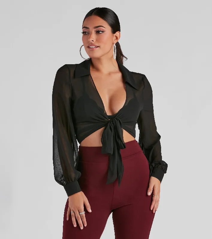 Chic Style Moves Tie-Front Top performance