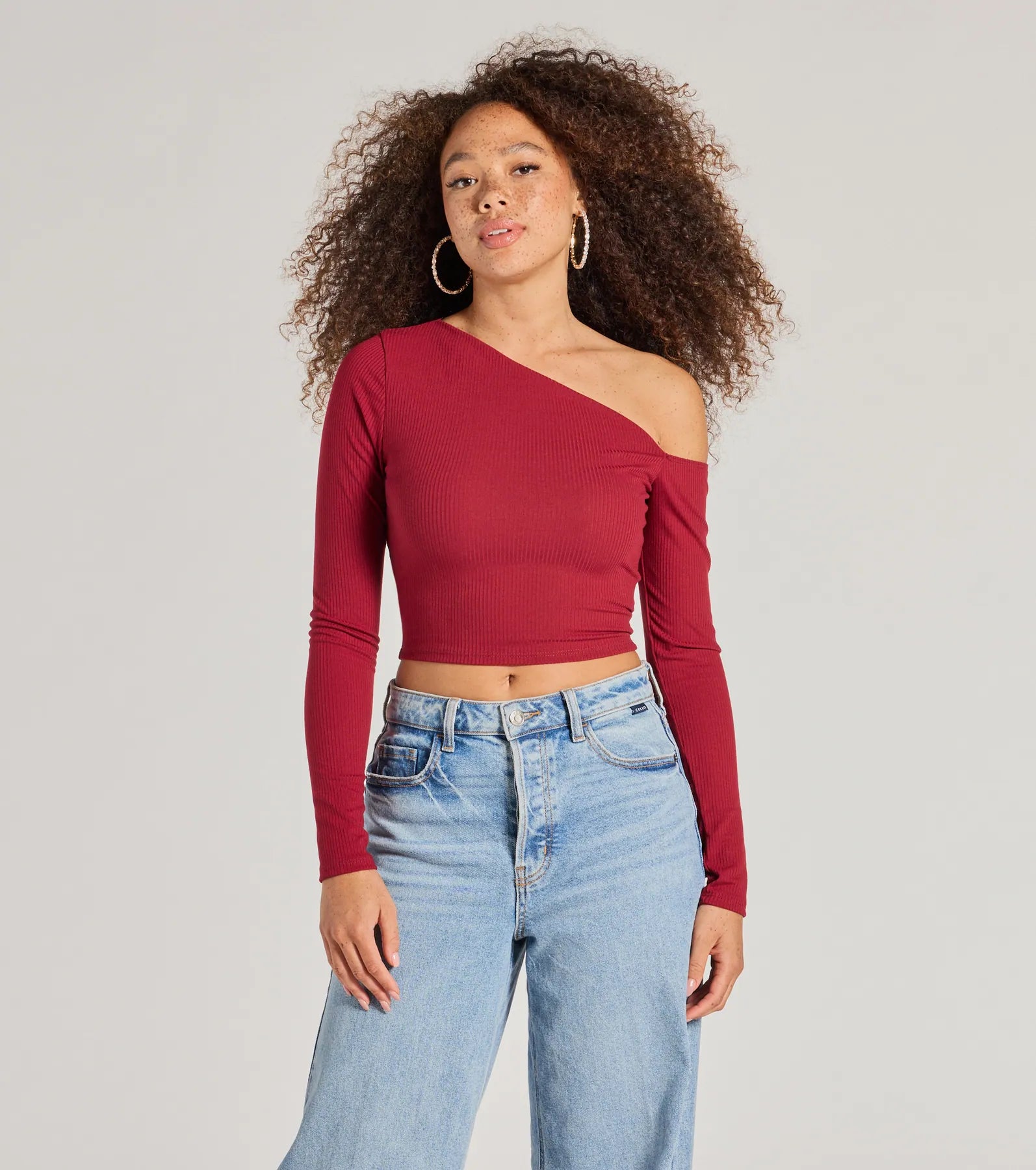 Effortlessly Chic One-Shoulder Ribbed Crop Top Confident Women's Power