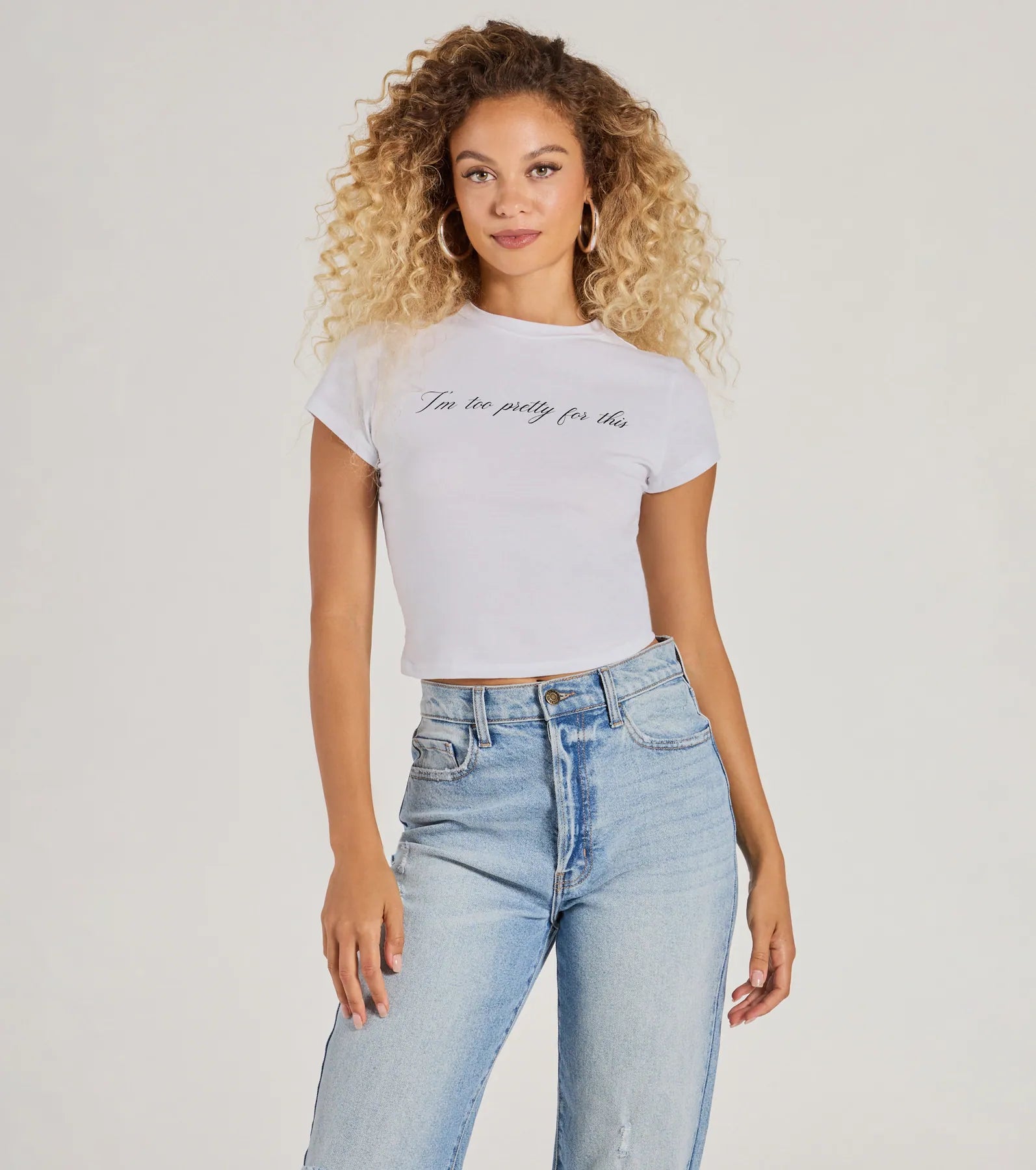 I'm Too Pretty For This Crop Graphic Tee Earthy Women's Hemp - based