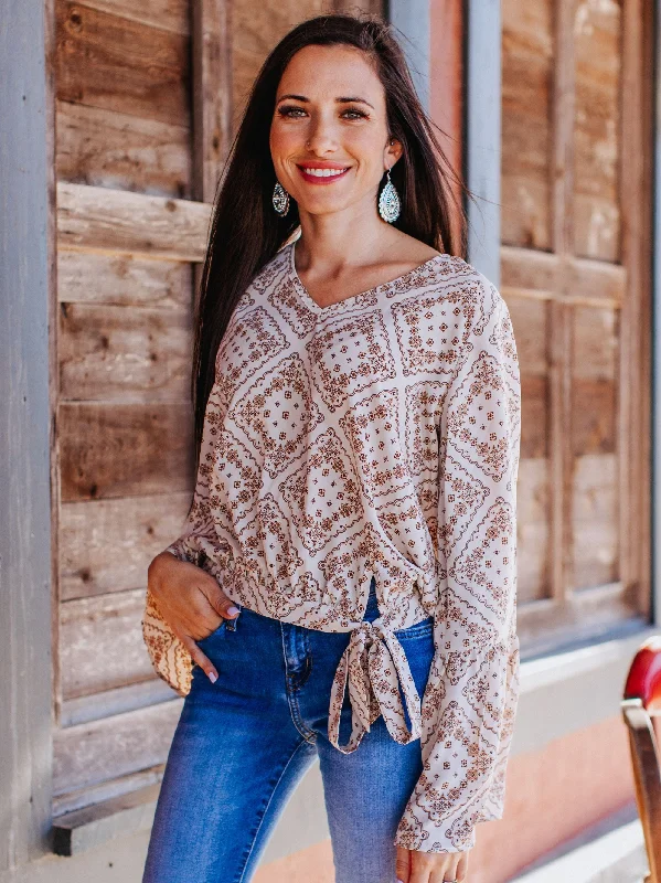 Chic Chick Top, Beige Unique Women's Upcycled
