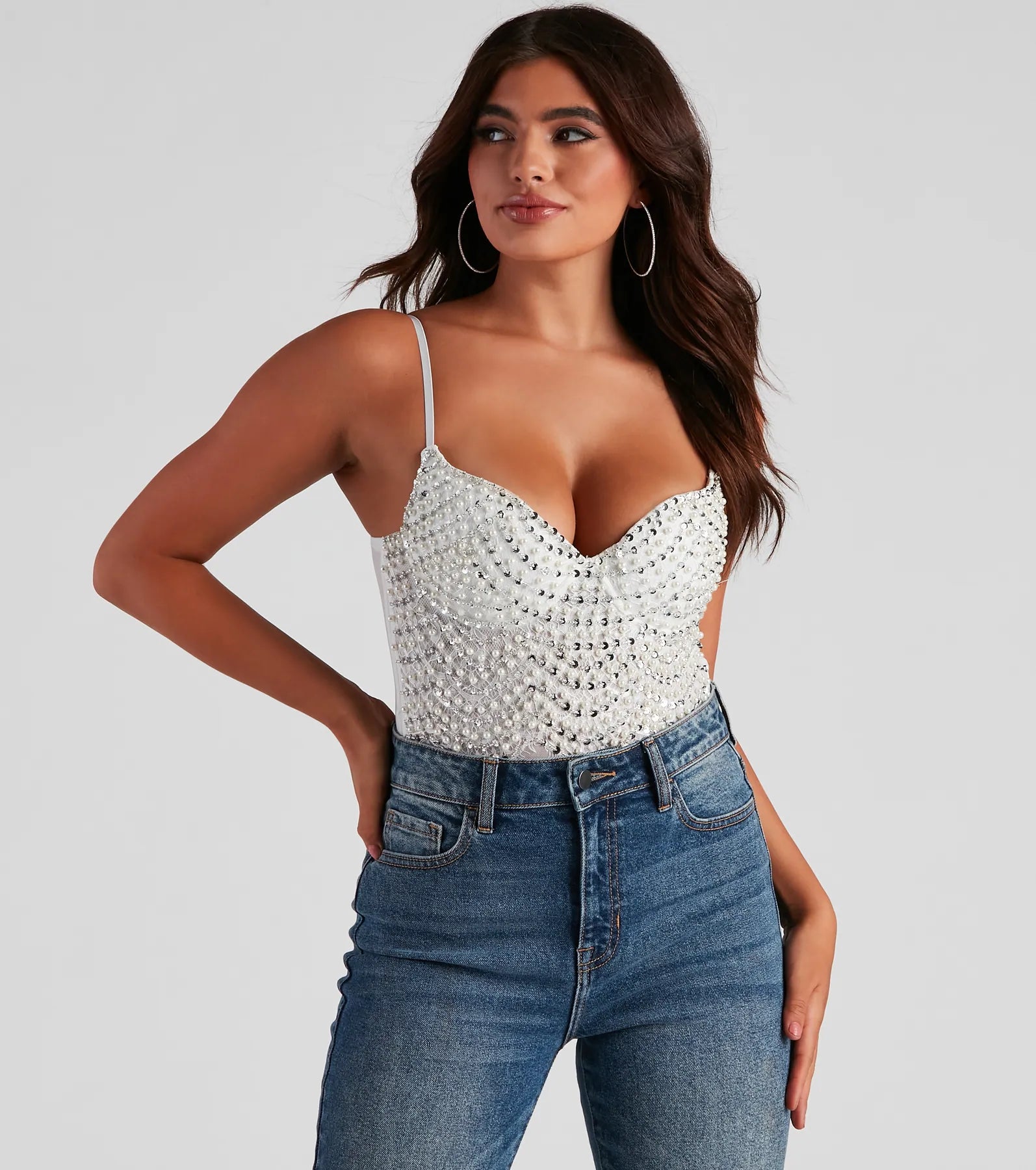 Twisted Angel Embroidered Bodysuit Minimalist Women's Casual