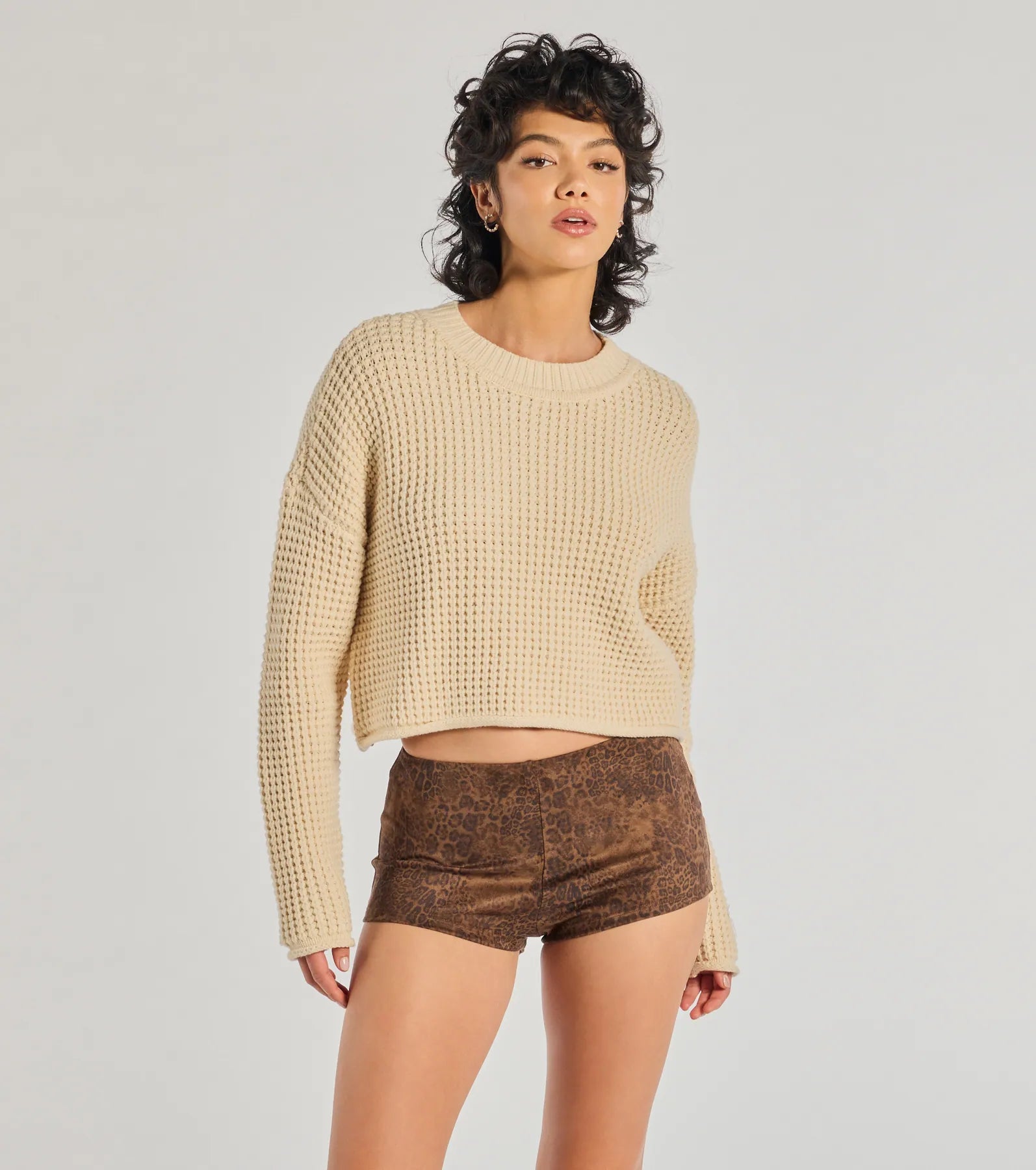 Coziest Style Waffle Knit Crew Neck Sweater Luxurious Women's High -  end