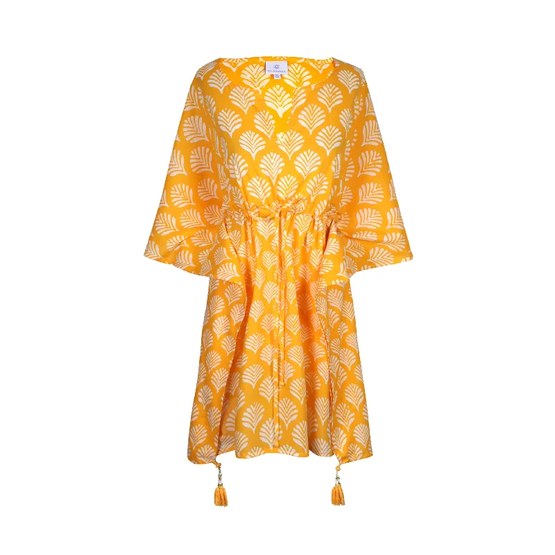 Limoncello Yellow Cotton Short Kaftan Athletic Women's High - 