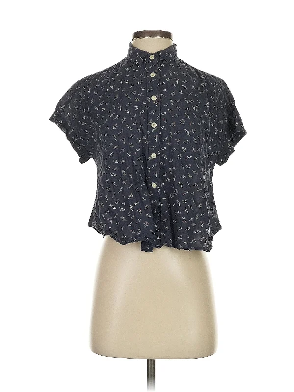 Short Sleeve Blouse Monochromatic Office Style