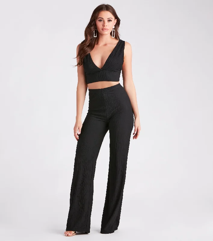 Two For The Show Texture Knit Crop Top Earthy Women's Hemp - based