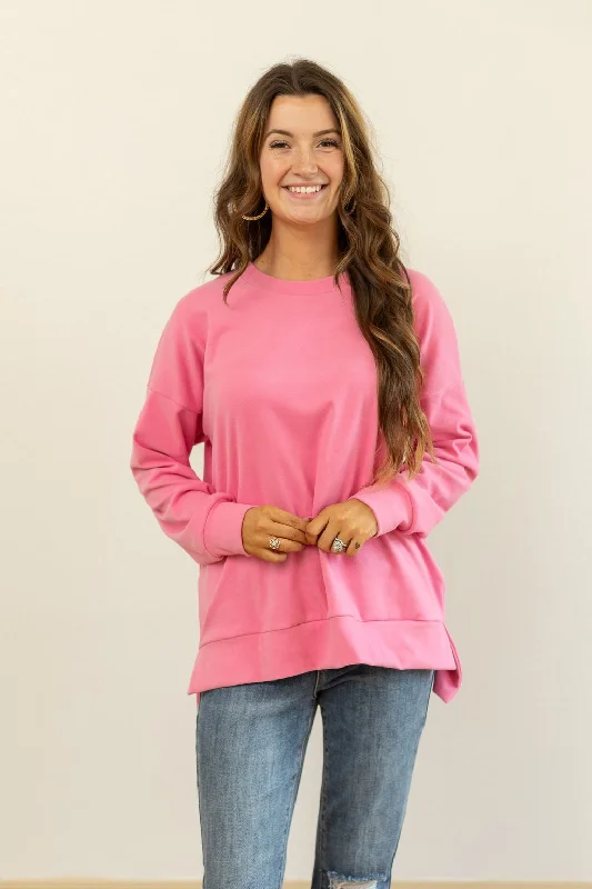 Micro Fleece Crewneck, Pink Practical Women's Multi - 