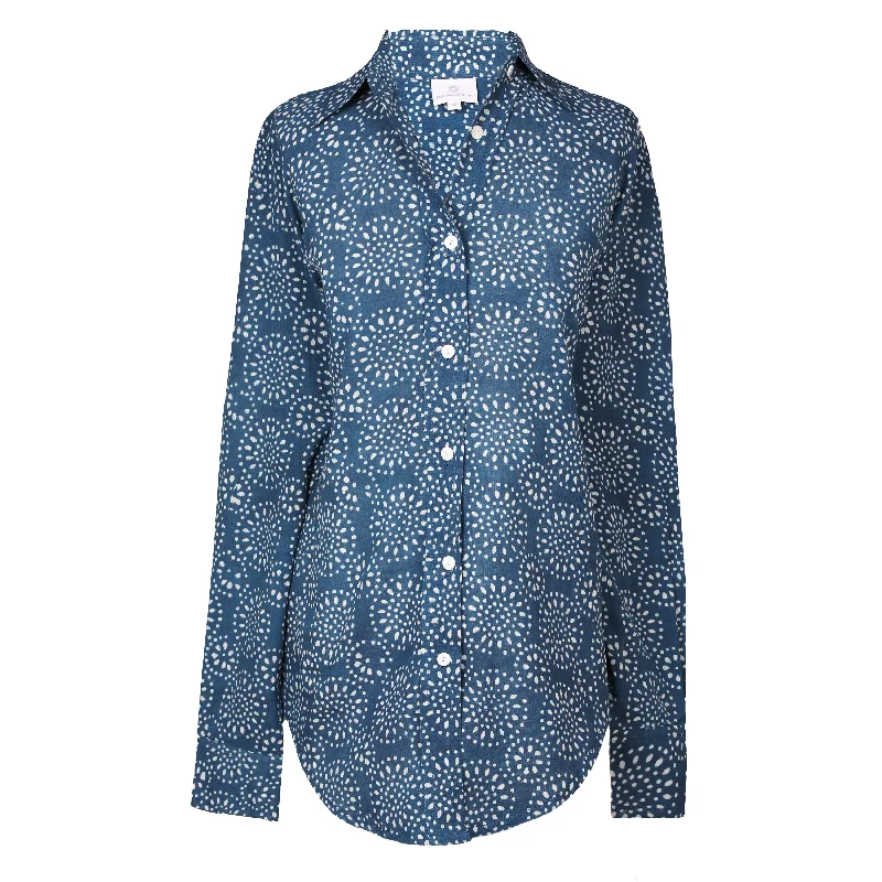 Ronnie Women's Cotton Indigo Blouse Monochromatic All - in - one