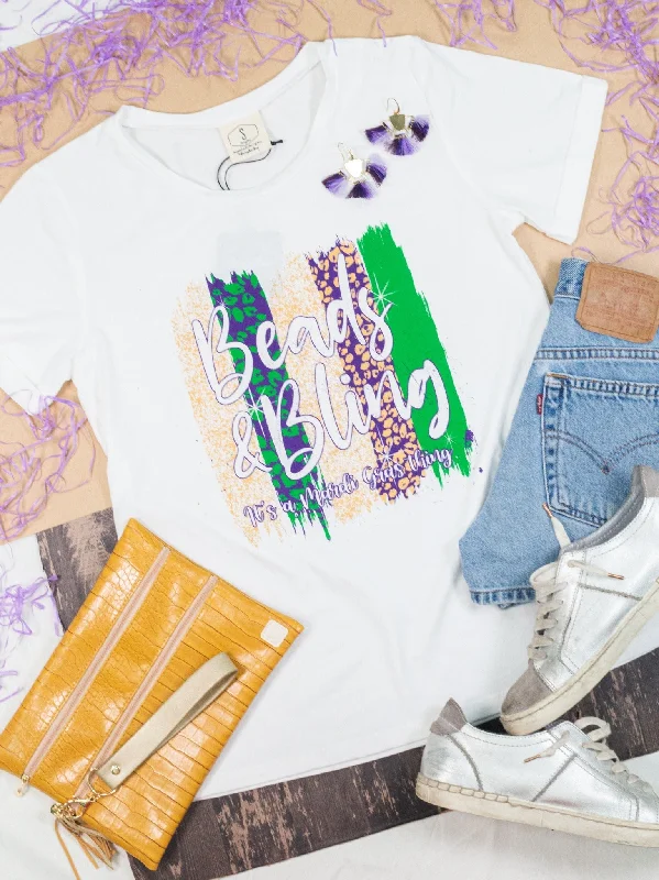 Beads and Bling on Vanilla Bean-White Cuff Tee Luxurious Women's High -  end