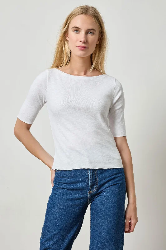 Elbow Sleeve Boatneck Preppy Women's College