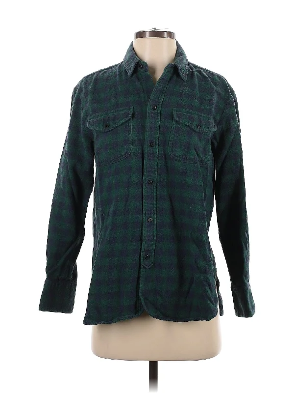 Long Sleeve Button-Down Shirt Artistic Women's Hand - painted