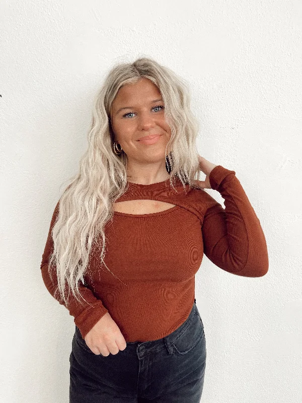 Cinnamon Cutout Long Sleeve Compression