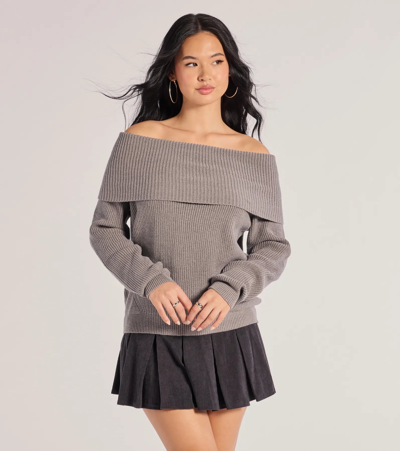 Cozy Factor Ribbed Knit Off-The-Shoulder Sweater Cozy Women's Winter