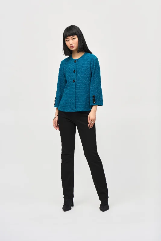 J.R 243094 Jacquard Sweater Knit Fitted Jacket Athletic Women's 