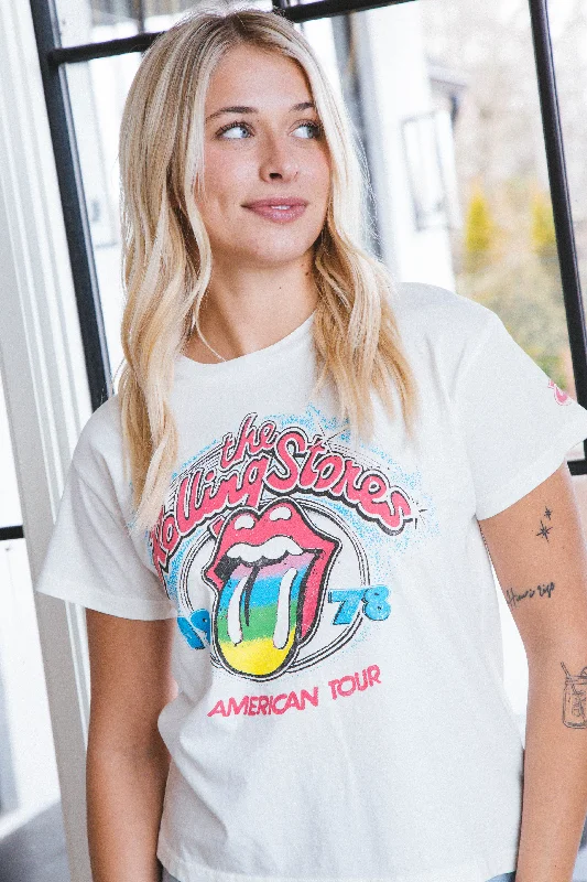 Rolling Stones 1978 Solo Tee, Vintage White | Daydreamer Casual Women's Loose - fitting