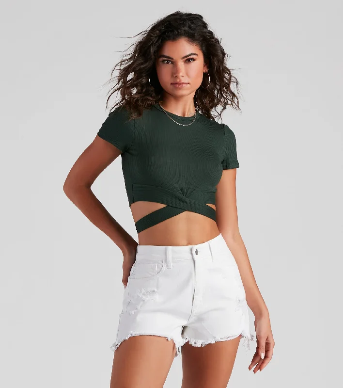 That's A Wrap Crew Neck Crop Tee Scandinavian