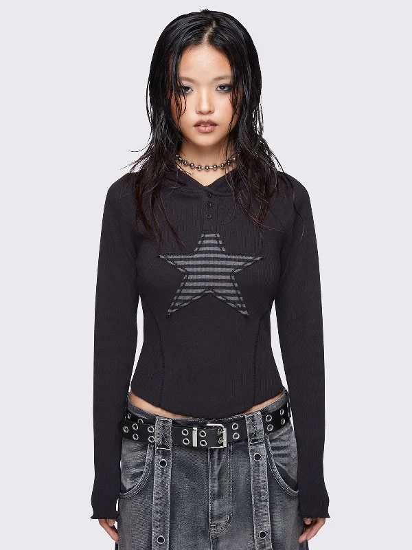 Stella Black Hooded Top Classic Women's Tweed