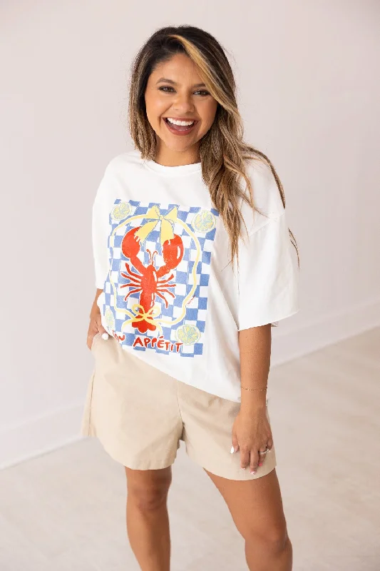Bon Appétit On White Relaxed Fit Tee Elegant Women's 