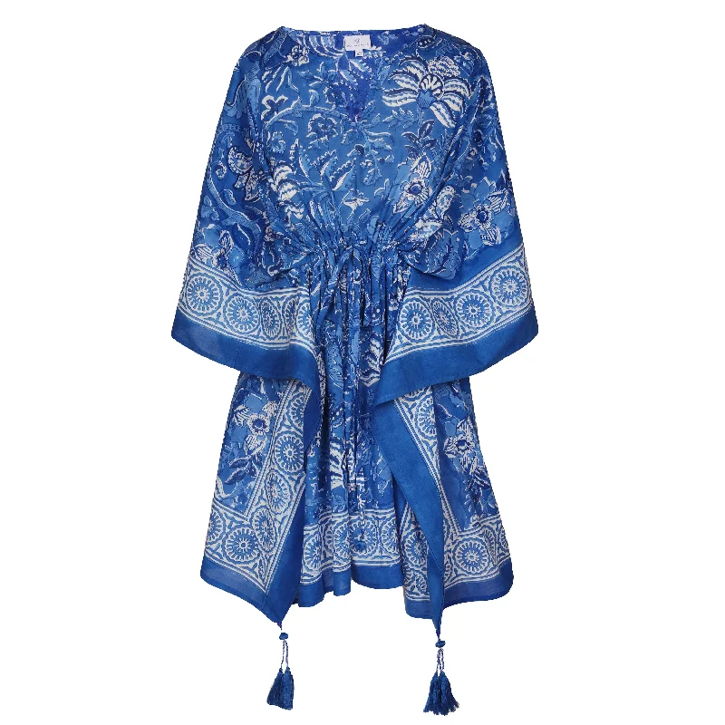 Delfina Blue Short Cotton Kaftan Contemporary 