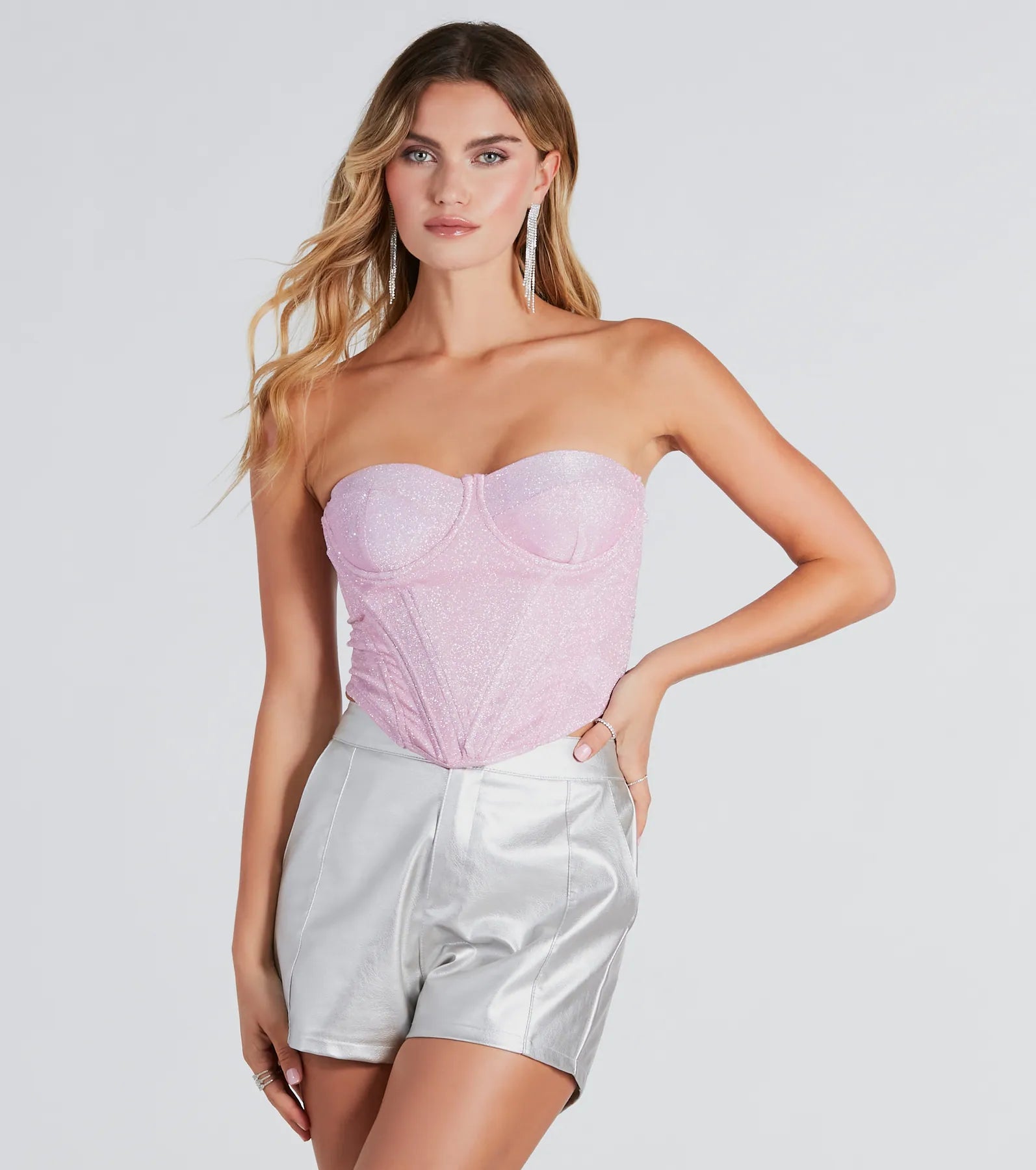Suave Sparkle Strapless Glitter Bustier Practical Women's Multi - 