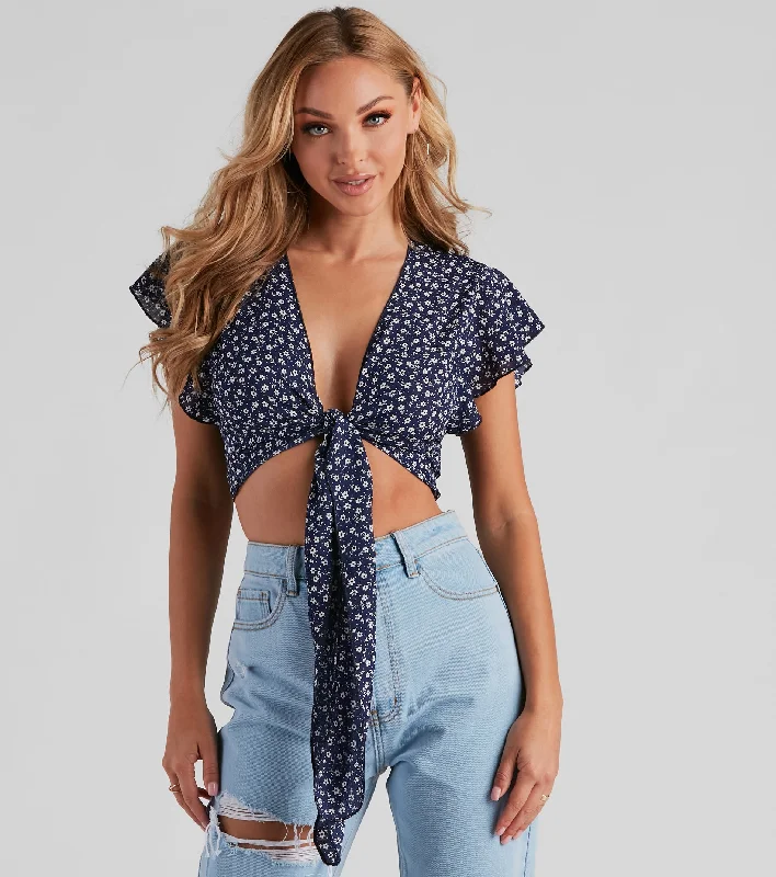 So Darling Ditsy Floral Crop Top Confident Women's Power