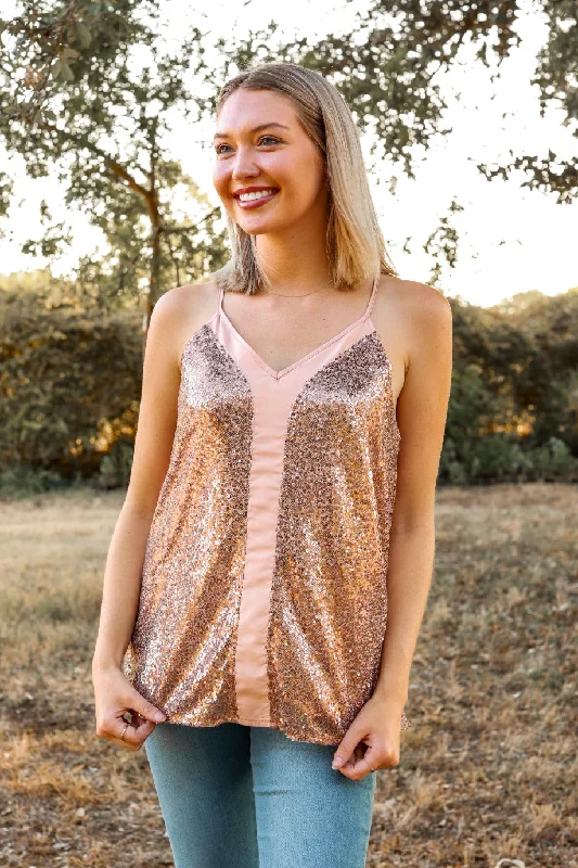 Stop The Show Sequin Tank in Rose Gold Refined Women's Hand - crafted