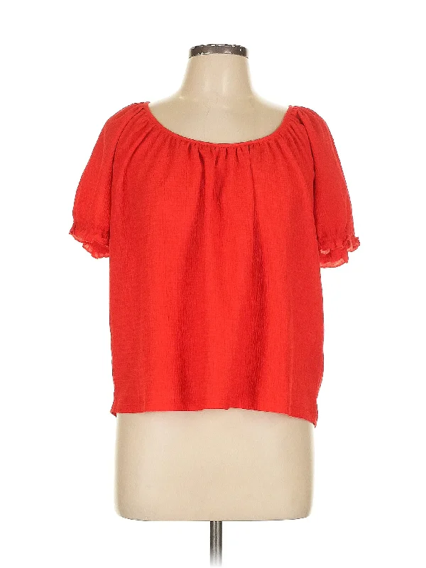 Short Sleeve Blouse Sleek Women's Metallic