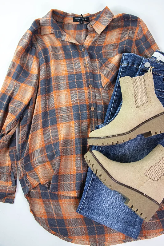 Bennett Plaid Shirt, Copper Grey | Velvet Heart Practical Women's Quick - dry