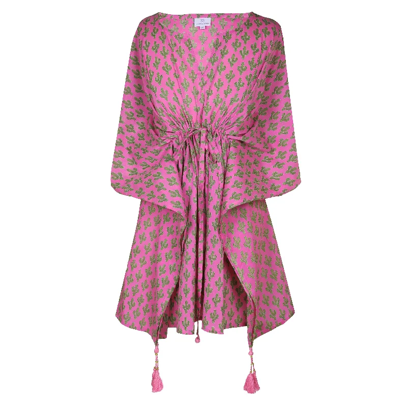 Pink Prickly Pax Cactus Short Kaftan Sporty Women's Athleisure 