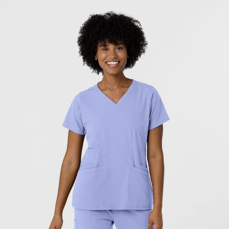 Aero Remix Women's Flex-N-Reach V-Neck Scrub Top - Ceil Blue Monochromatic All - in - one