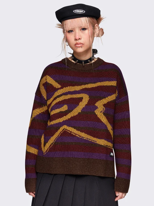Cosmic Striped Sweater Trendy Women's Oversized