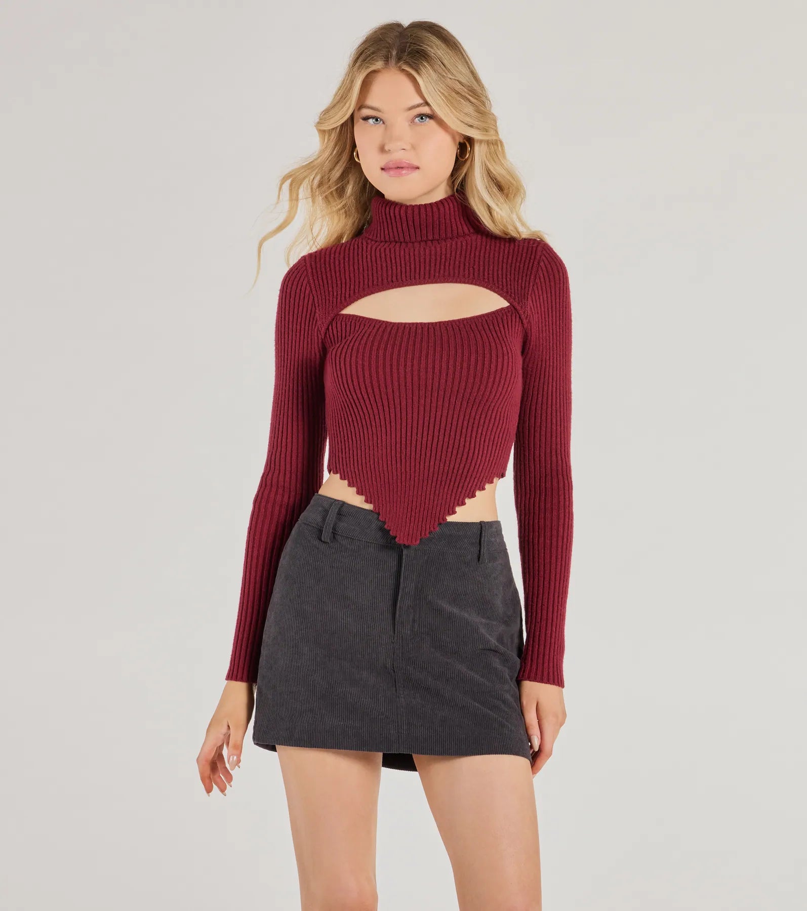 Chic Muse Ribbed Knit Cutout Crop Top Refined Women's Hand - crafted