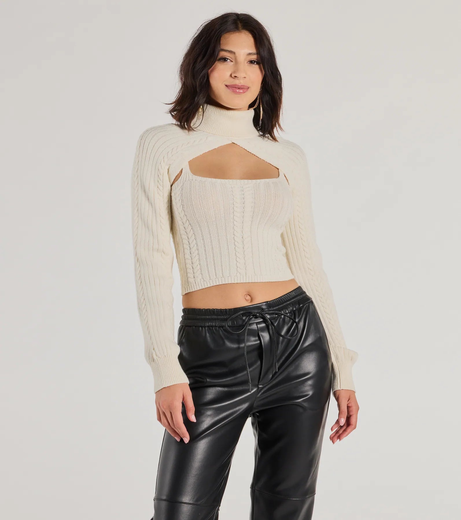 Cozy Casual Cable Knit Turtleneck Sweater Topper Country